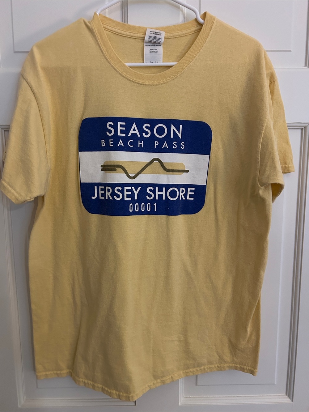 Gildan Yellow Jersey Shore Season Beach Pass Graphic Tee